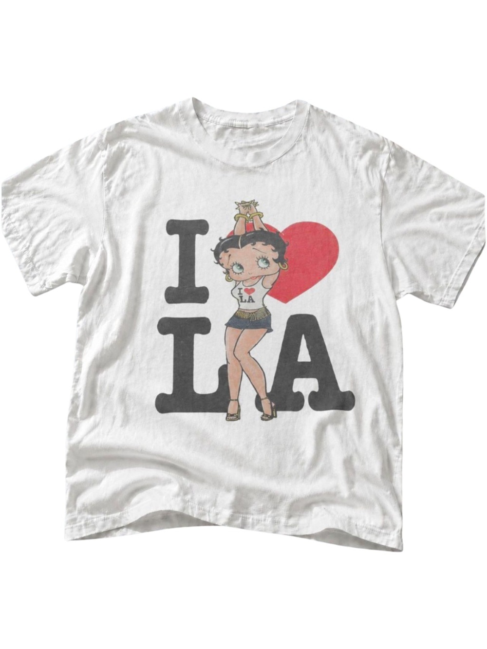 Gildan White "I love LA" Betty Boop Graphic Tee